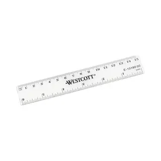 Westcott E-10180 00 Kunststofflineal, Skalierung, 15 Cm, 6 Zoll, Transparent