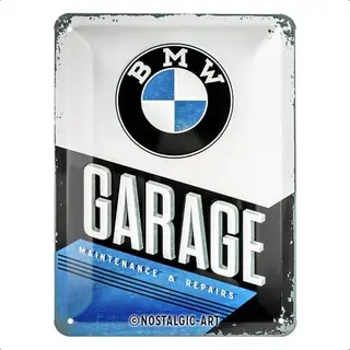 Nostalgic-Art Retro Tin Sign – Bmw – Garage – Gift Idea For Car Accessoires Fans, Metal Plaque, Vintage Design For Wall Decoration, 15 X 20 Cm