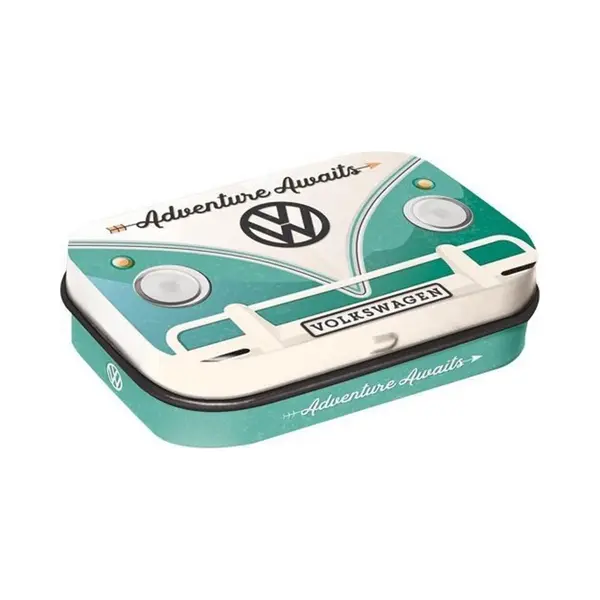 Nostalgic-Art Retro Pillendose, 4 X 6 X 1, 6 Cm, Vw Bulli – Adventure Awaits – Volkswagen Bus Geschenk-Idee, Original Lizenzprodukt (Olp), Mit thumbnail