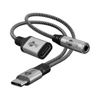 Goobay 74524 audio kabel 0,15 m Usb Type-C + 3.5mm Zwart, Grijs