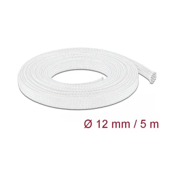 DeLOCK Geflechtschlauch dehnbar 5 m x 12 mm weiß thumbnail