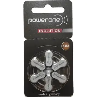 Power One Evolution Size 312 Hearing Aid Batteries - 1.45V Zinc Air With Improved Battery Life (12 Batteries)