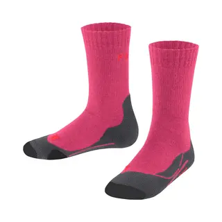 Falke Unisex Kinder Wandersocken TK2 K So Wolle Funktionsmaterial Antiblasen Dick 1 Paar, Rot Rose 8564, 27-30