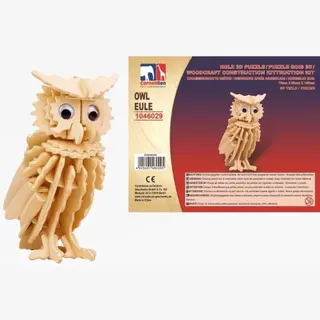 Houten Dieren 3D Puzzel Uil Vogel - 7 X 9 X 14 Cm - Speelgoed Bouwpakket - Kinderen