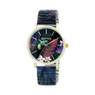 Raptor Colorful Edition Ø36mm Damen-Uhr Zugband Edelstahl Motiv Bunt Print Analog Quarz (bunt Tukan)