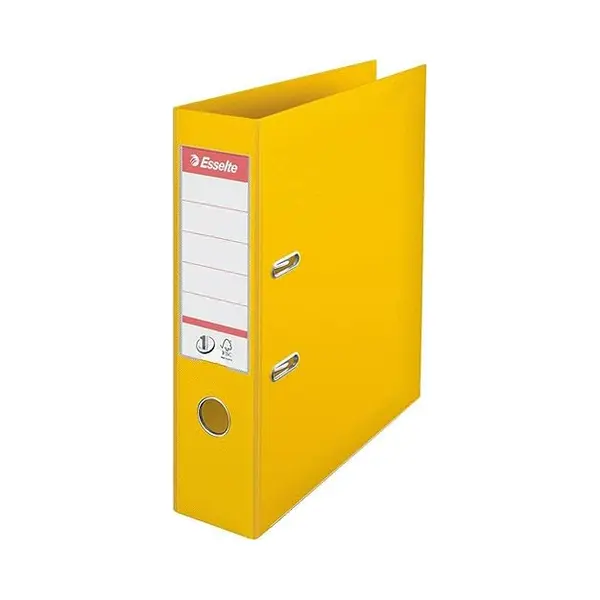 Esselte, A4 Lever Arch File, 75 Mm Spine, 500 Sheets Capacity, Pp, Plastic Cover, No. 1 Mechanism, Files & Folders, Yellow, 5 Pack, 162520 thumbnail