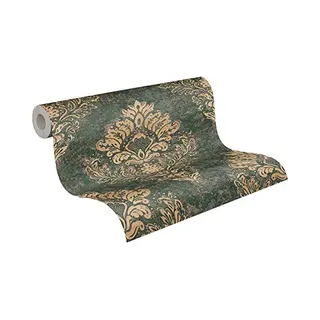 A.S. Création Livingwalls Metropolitan Stories 2 Vliestapete Mit Ornamenten 0, 53 X 10, 05 M – Grün, Gold – Elegante Barocktapete Made In