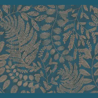 A.S. Création The BoS Vliestapete Mit Floralem Muster 0, 53 X 10, 05 M – Blau, Gold, Türkis – Tapete Mit Blättermotiv Made In Germany –