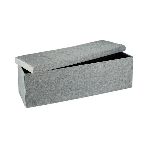 Faltbare Sitzbank Xxl, Sitzcube Mit Stauraum, Sitzwürfel Aus Leinen, Mit Deckel, Hbt 38 X 114 X 38 Cm, Grau - Relaxdays thumbnail