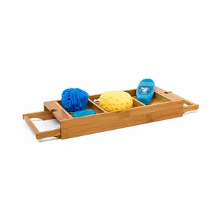 Relaxdays 10019196 Badewannenablage Holz Bambus