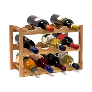 Relaxdays 10019279 wine rack Tabletop wine rack 12 bottle(s) Walnut, Wood Wood