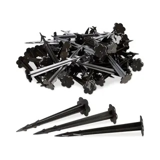 Gronddoekpennen - Set Van 100 - 11, 5 Cm - Kunststof - Haringen - Zwart