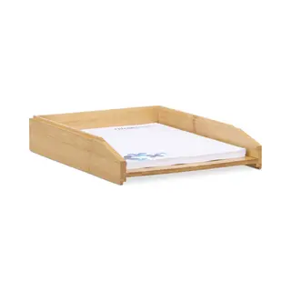 Relaxdays Set Of 6 Document Filing Trays, Stackable, Din A4 Letter Rack, Office, Desk, Bamboo, 6 X 25 X 33 Cm, Natural