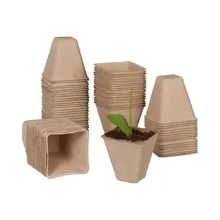Relaxdays - Anzuchttöpfe Im 80er Set, Biologisch Abbaubar, Eckig, Papier Pflanztöpfe, Hbt, 8 X 8 X 8 Cm, Saattöpfe, Natur