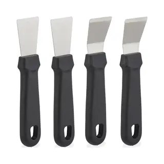 Reinigungsschaber 4er Set, Oberflächen Reinigen, Hbt, 17, 5x4x1, 5 Cm, Edelstahl Backofenschaber, Schwarz/silber - Relaxdays