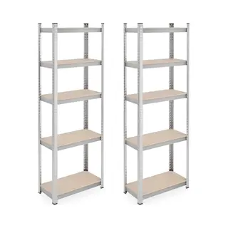 Relaxdays Schwerlastregal 2er Set, Hxbxt, 180x60x30 Cm, 500 Kg, Stahl, Lagerregal, Keller, Garage, Zum Stecken, Silber