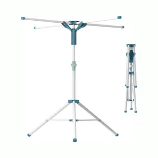 Droogrek Inklapbaar - Verstelbaar - 80-200 Cm - Voor Kledinghangers - Wit-blauw