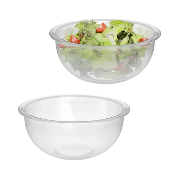 Relaxdays - Set Of 2 Glass Bowls, 2.4 Litres, For Salad & Snacks, Serving Dishware, Cooking, Mixing & Baking, Round thumbnail