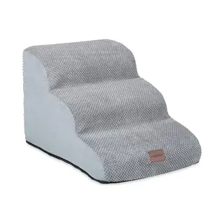 Relaxdays - Hundetreppe 3 Stufen, Für Hunde & Katzen, Hbt, 33 X 41 X 54 Cm, Weiche Haustiertreppe, Bett Und Couch, Grau