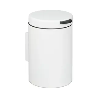 Kosmetikeimer Wandmontage, 3 L, Absenkautomatik, Inneneimer, Edelstahl, Runder Badezimmer Mülleimer, Weiß - Relaxdays