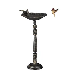 Relaxdays - Bird Bath, Standing, Water Bowl, Frost-proof, H X W X D, 40 X 20 X 18 Cm, Cast-iron, Bronze
