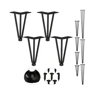 Relaxdays - Hairpin Legs, 4er Set, 3 Streben, Metall, Haarnadel Tischbein Für Hocker, Tisch & Schrank, 20 Cm Hoch, Schwarz