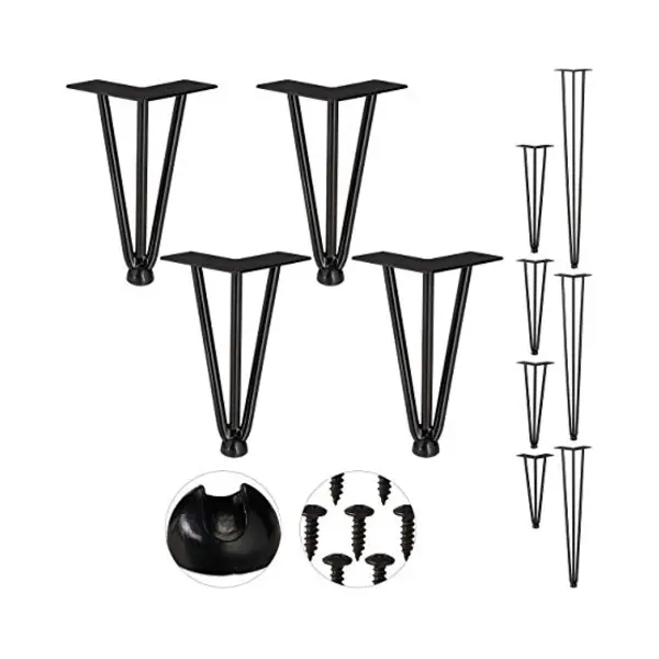 Relaxdays - Hairpin Legs, 4er Set, 3 Streben, Metall, Haarnadel Tischbein Für Hocker, Tisch & Schrank, 20 Cm Hoch, Schwarz thumbnail