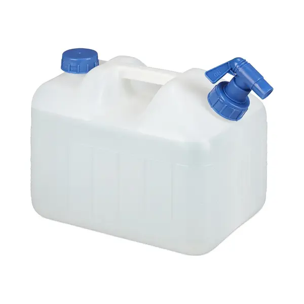 Relaxdays - Water Canister, Drain Off Cock, Screw Cap, Bpa-free, Camping, Car, 10 L, White thumbnail