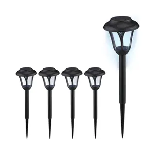 Solar Tuinlampen - Set Van 5 - Led Tuinlantaarns Met Grondpen - 39x11 Cm - Zwart