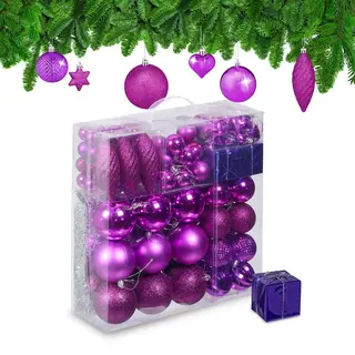 Relaxdays Weihnachtsbaumkugel Weihnachtskugeln Im 110er Set, Pink