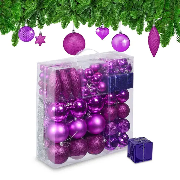 Relaxdays Weihnachtsbaumkugel Weihnachtskugeln Im 110er Set, Pink thumbnail