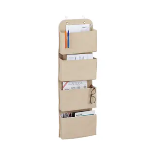 Relaxdays Badorganizer Hängeorganizer 4 Fächer, Beige