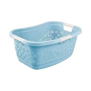 Keeeper Ergonomic Laundry Basket With Air Permeable Design And Anti-Slip Soft Handles, 50 L, Lasse, Nordic Blue