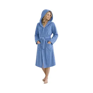 Morgenstern Bademantel Damen Mit Kapuze 100% Baumwolle Frottee Oeko-Tex® Morgenmantel Marina Jeans-Blau Gr. Xl