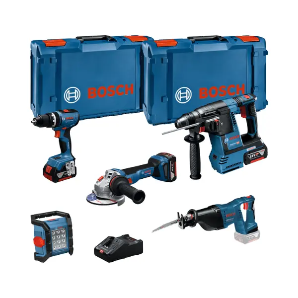 Bosch Professional, Set Elektrisch Gereedschap, 18V Profi-Set Gsb+ Bh+Ws+Sa+Li+3x5+Gal 0615A5007S thumbnail