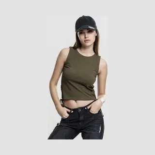Urban Classics - Lace Up Crop Top - L - Groen