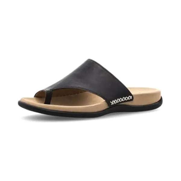 Gabor Lanzarote Black Leather Womens Toe Post Sandals 03.700.27 In A Plain Leather In Size 36 thumbnail