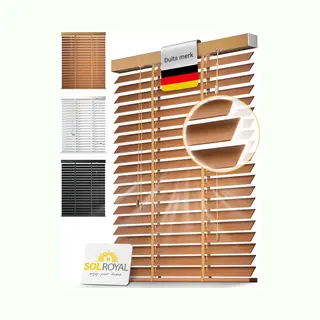 Sol Royal Wooden Window Blinds Oak 75x180 Cm – Bedroom Kitchen Venetian Blinds For Windows 50 Mm Slats Extra Wide – Easy Installation Wall &