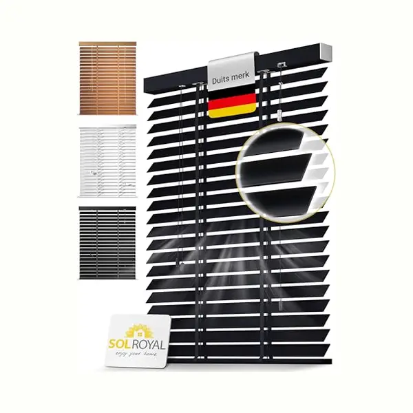 Sol Royal Holzjalousie 50 Mm Lamellen Extra Breit – Fensterjalousie 90x250 Cm Holzrollo Einfache Montage Wand & Decke – Blickschutz Jalousie thumbnail