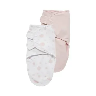 310050 SwaddleMeyco Swaddling Blanket S/M (0-3 Months) Set Of 2 Dots/Plain Pink/White 100% Cotton