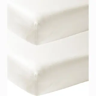 Meyco 564201 2-Pack Fitted Sheet, Cot, Offwhite