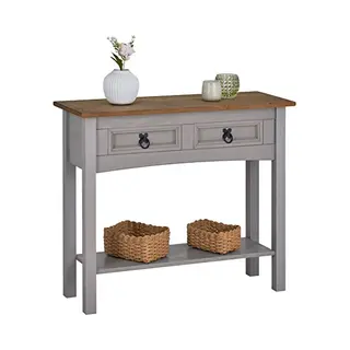 Caro-Möbel Konsolentisch Ramon, Konsolentisch Beistell Anrichte Kiefer Massiv Mexiko Stil Grau/braun