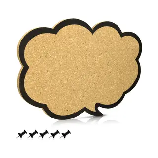 Navaris Cork Notice Board - Thought Bubble Design 44 X 29 Cm, Includes 5 Pins - Message Noticeboard Memo Speech Display Pinboard For Home Or Office