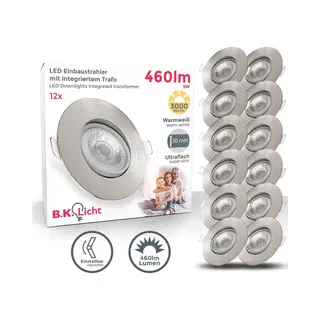 B.K.Licht 12 Pack Matt Nickel 12x4.9W Led Recessed Light In Metallic Silver