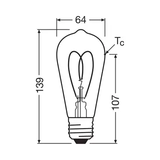 Osram Led Vintage ST64 E27 7, 2W 927 Heart Filament Klar Dim