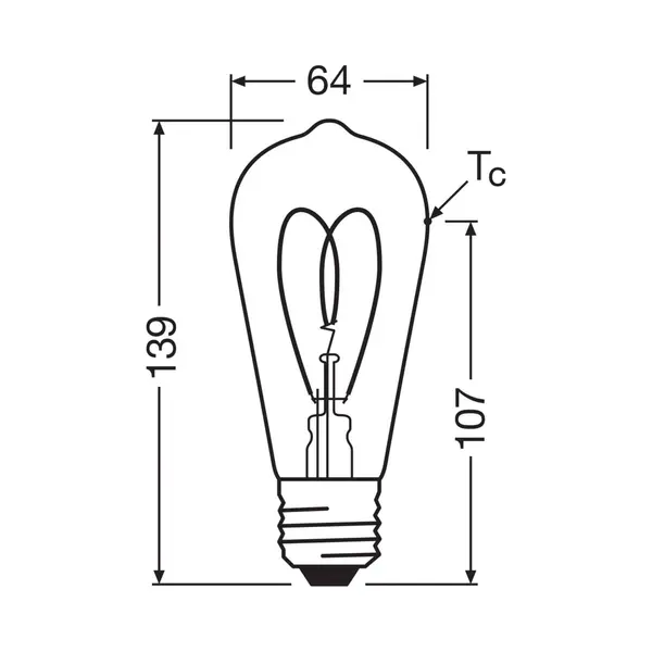 Osram Led Vintage ST64 E27 7, 2W 927 Heart Filament Klar Dim thumbnail
