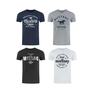 Mustang Herren T-Shirt Mehrfarbig Rundhals Regular Fit S Bis 6XL