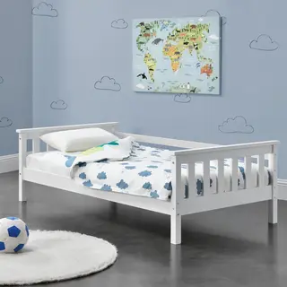 En.casa Kinderbett, »Nuuk« Mit Stauraum 80x160 Cm Kiefernholz Weiß