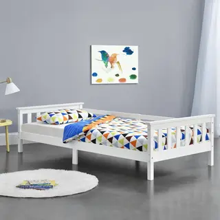 En.casa Kinderbett, »Nuuk« Mit Stauraum 90x200 Cm Kiefernholz Weiß
