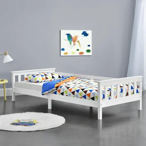 En.casa Kinderbett, »Nuuk« Mit Stauraum 90x200 Cm Kiefernholz Weiß thumbnail